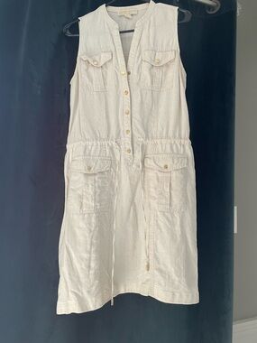 MICHAEL Michael Kors Sleeveless Linen Dress in Off-White